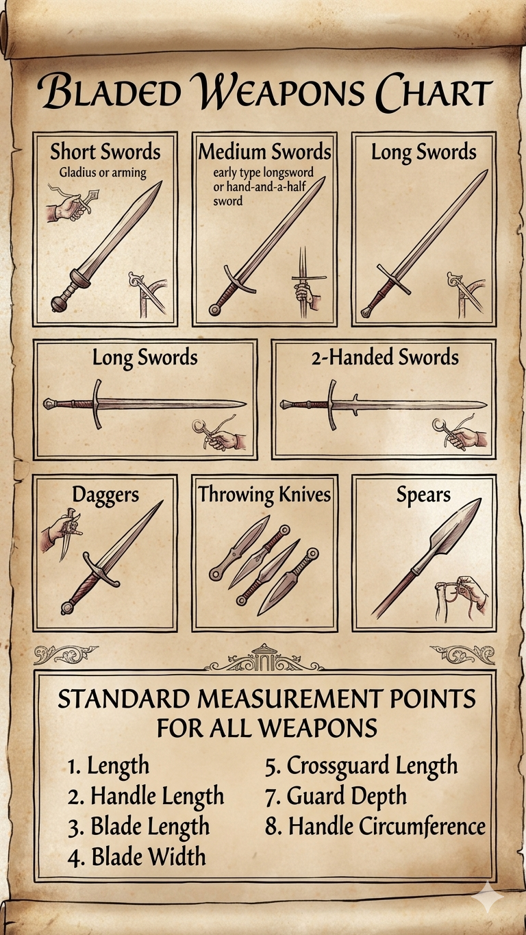 Bladed Weapons Size Guide